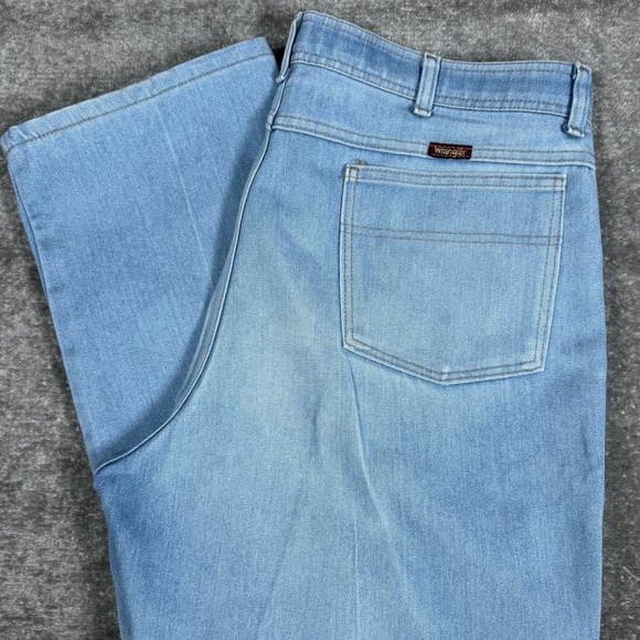 Vintage Wrangler Jeans Men's 49x30 Blue Denim Hook Front 85498LB‎ Whiskering - Picture 1 of 14
